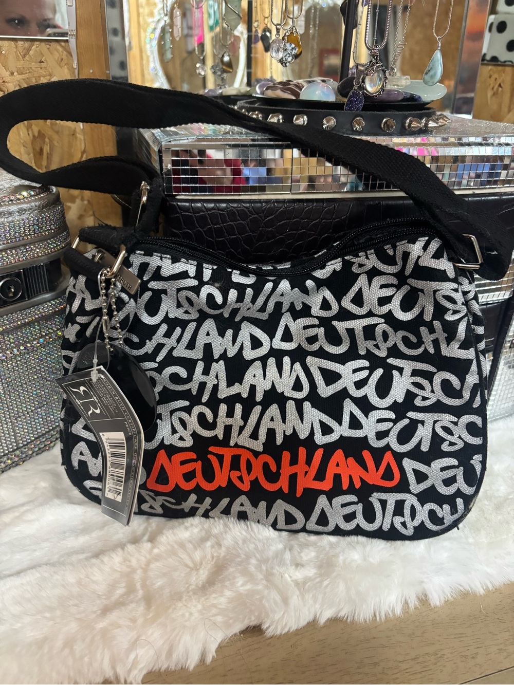 Robin Ruth Black Bag with Silver Graffiti Script